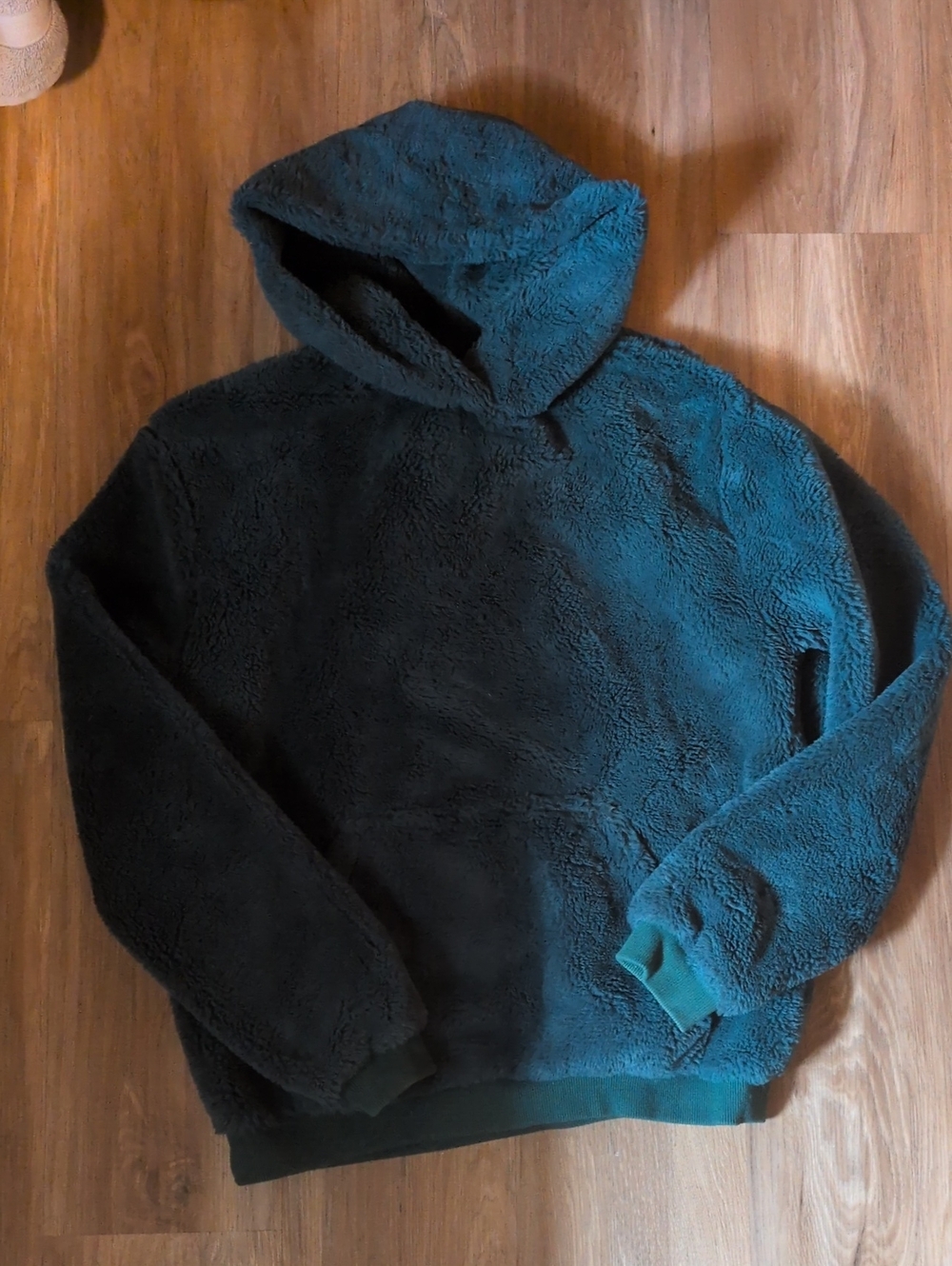 Urban Outfitters Fuzzy Hooded Pullover Sweater - Teal Green